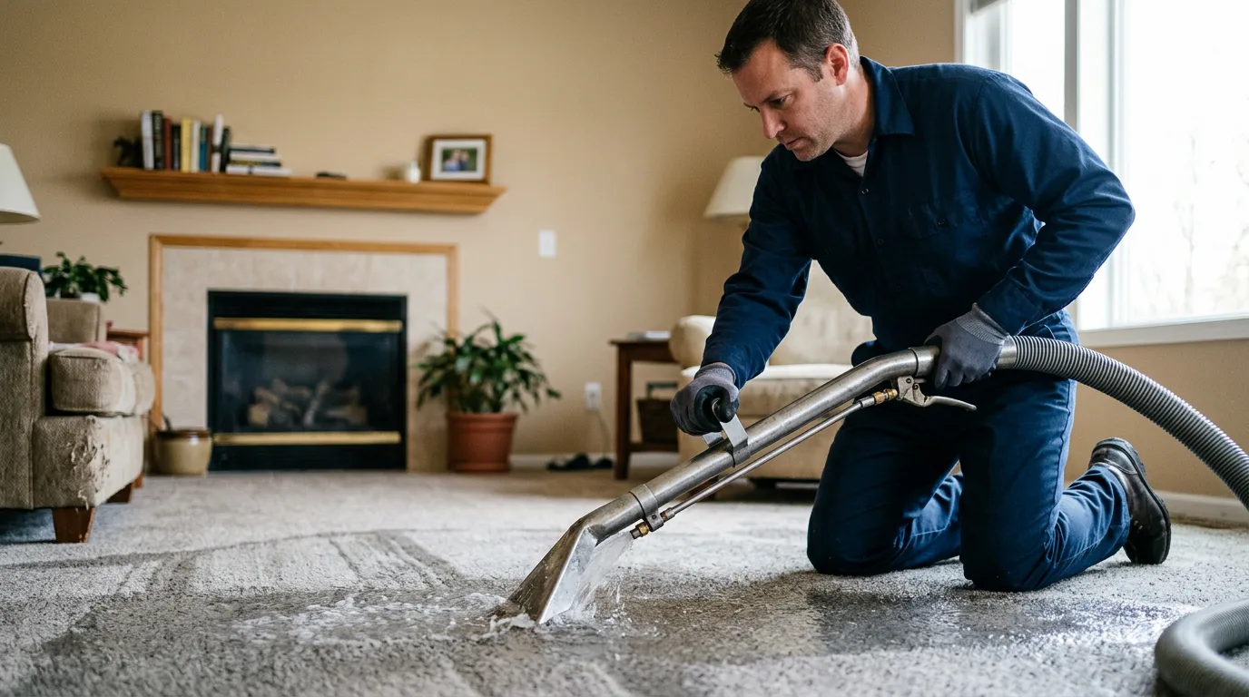 Water damage restoration technician working near Kirkville, IA